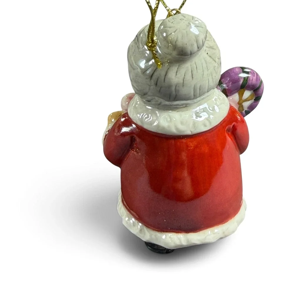 Ceramic Christmas Ornament Set Santa Sleigh Mrs Claus Elf